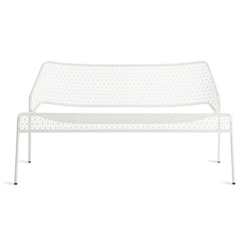 Hot Mesh Settee by Blu Dot in white powder-coated perforated steel, front view