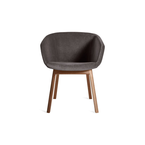 Host Chair by Blu Dot in Storm Velvet and Walnut, front view