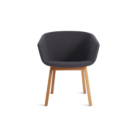 Host Chair by Blu Dot in Rostenkowski Blue and White Oak, low front view