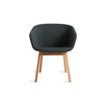 Host Chair by Blu Dot in Maharam Messenger In Everglade and White Oak, low front view
