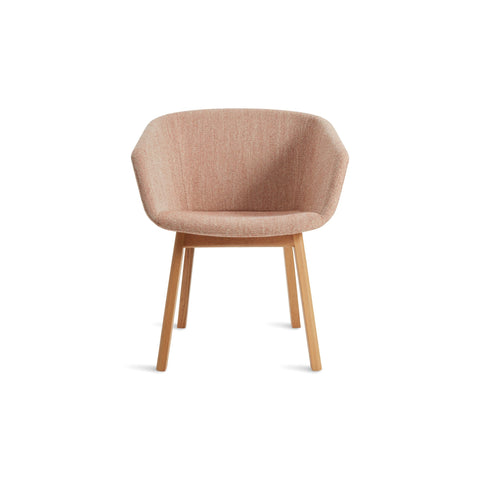 Host Chair by Blu Dot in Tait Tomato and White Oak, low front view