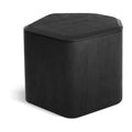 Black-stained acacia Hoard Tall Side Table with Storage by Blu Dot showing the beveled top and solid wood body