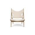 Knitting Lounge Chair in natural oak with light Logan Jasmine fabric upholstery by Audo Copenhagen.