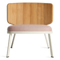 Low Fade Outdoor Lounge Chair by Blu Dot in Sunbrella Blush with white powder-coated aluminum frame, front view