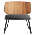 Low Fade Outdoor Lounge Chair by Blu Dot in Toohey Charcoal with black powder-coated aluminum frame, front view
