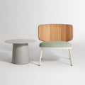 Low Fade Outdoor Lounge Chair by Blu Dot in Sunbrella Oasis with white powder-coated aluminum frame, front view