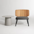 Low Fade Outdoor Lounge Chair by Blu Dot in Toohey Charcoal with black powder-coated aluminum frame, front view
