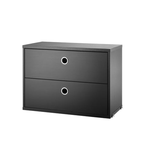 Black stained ash chest of drawers, 22.8" wide, for String® System modular shelving