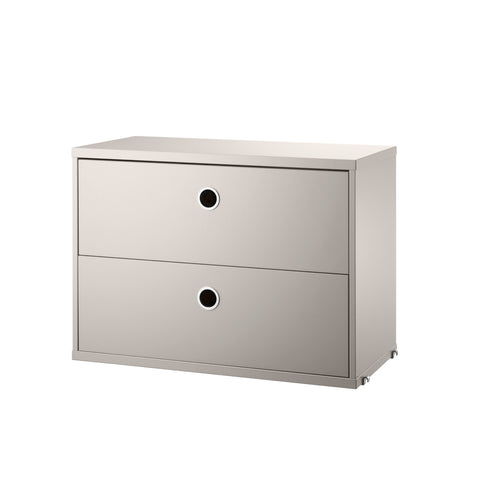 Beige chest of drawers, 22.8" wide, for String® System modular shelving