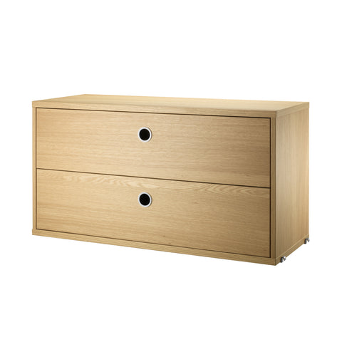 Oak chest of drawers, 22.8" wide, two drawers for String® System modular shelving