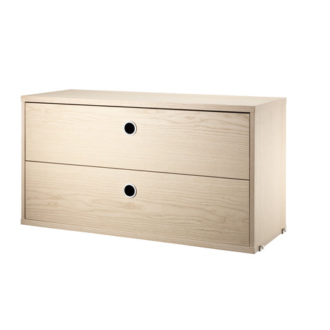 Ash chest of drawers, 22.8" wide, two drawers for String® System modular shelving