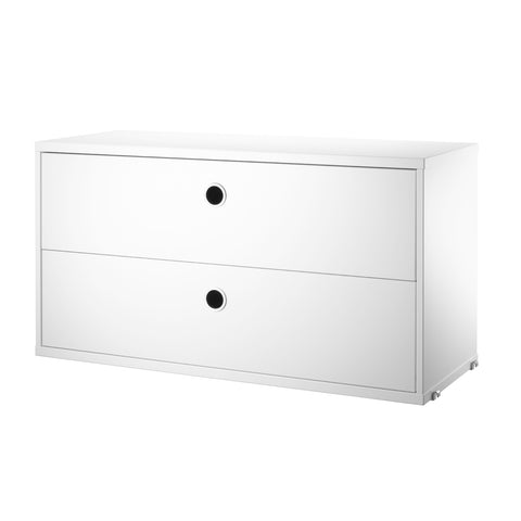 White chest of drawers, 22.8" wide, two drawers for String® System modular shelving