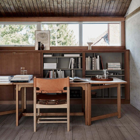 borge mogensen library table and spanish dining chair for fredericia furniture