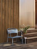 outdoor scandinavian lounge chair on patio by muuto 