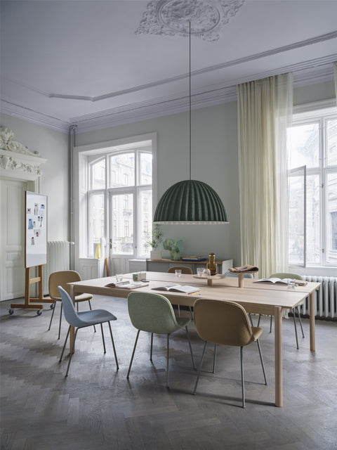 playful scandinavian interior with furniture and lighting provided by muuto