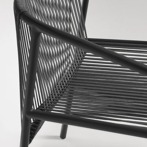 Lookout Outdoor Chair by Blu Dot, carbon all-weather rope weave and aluminum frame detail