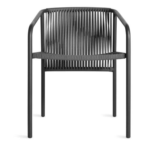 Lookout Outdoor Chair by Blu Dot in carbon all-weather rope and carbon powder-coated aluminum, front view
