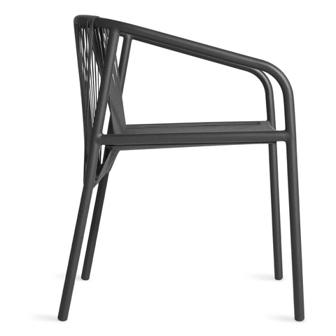 Lookout Outdoor Chair by Blu Dot in carbon all-weather rope and carbon powder-coated aluminum, side view