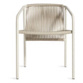 Lookout Outdoor Chair by Blu Dot in natural all-weather rope and white powder-coated aluminum, front view