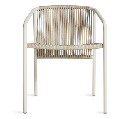 Lookout Outdoor Chair by Blu Dot in natural all-weather rope and white powder-coated aluminum, front view