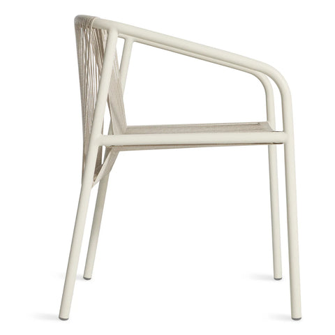 Lookout Outdoor Chair by Blu Dot in natural all-weather rope and white powder-coated aluminum, side view