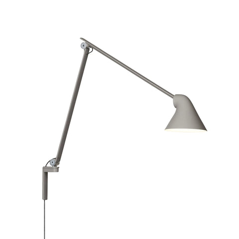 light grey long arm njp wall lamp by louis poulsen