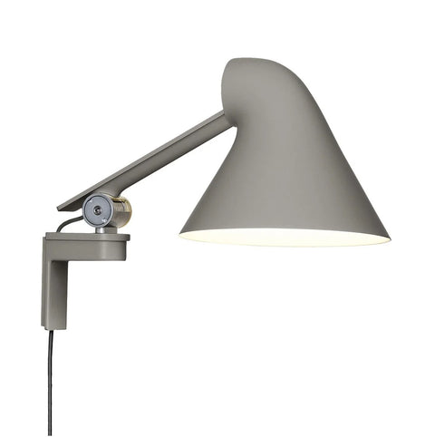 light grey short arm njp wall lamp by louis poulsen