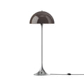 Louis Poulsen Panthella Floor Lamp, Original Opal Brown opal acrylic floor lamp on a chrome stem, switched off, white background