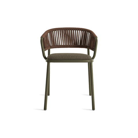 Mate Outdoor Chair by Blu Dot in Toohey Olive, low front view