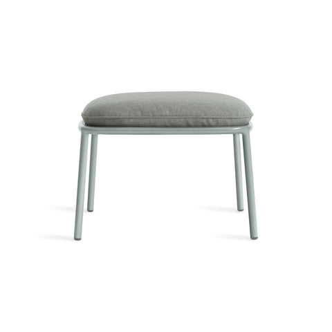 Mate Outdoor Ottoman by Blu Dot in Toohey Breezy Blue, low front view