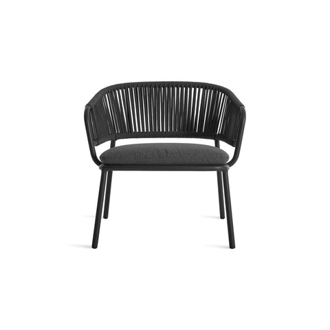 Mate Outdoor Lounge Chair by Blu Dot in Toohey Charcoal, low front view
