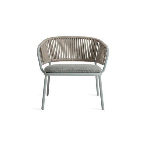 Mate Outdoor Lounge Chair by Blu Dot in Toohey Breezy Blue, low front view