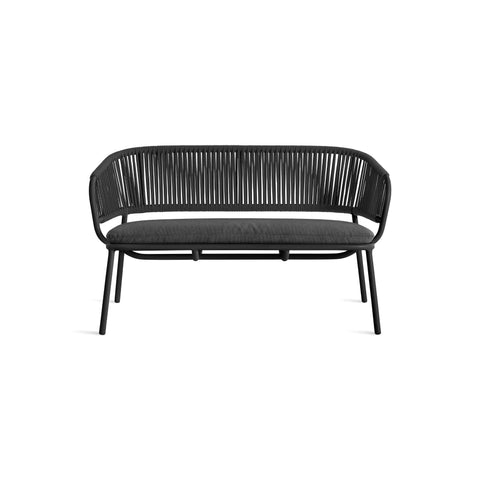 Mate Outdoor Settee by Blu Dot in Toohey Charcoal, low front view