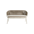 Mate Outdoor Settee by Blu Dot in Sunbrella Linen, low front view