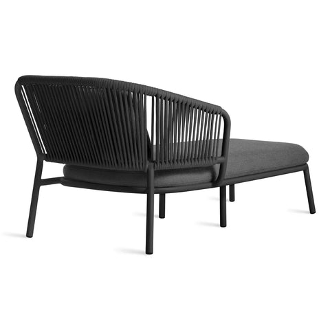 Mate Outdoor Sun Lounger by Blu Dot in Toohey Charcoal, rear three-quarter view
