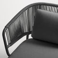 Mate Outdoor Sun Lounger by Blu Dot in Toohey Charcoal, all-weather rope back and Sunbrella cushion detail