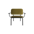 Method Lounge Chair by Blu Dot in Loden Green Velvet Loden Green and Leather, low front view