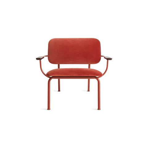 Method Lounge Chair by Blu Dot in Tomato Velvet, low front view