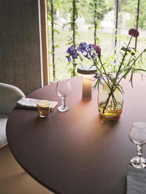 Scandinavian tabletop with glass vase and cups