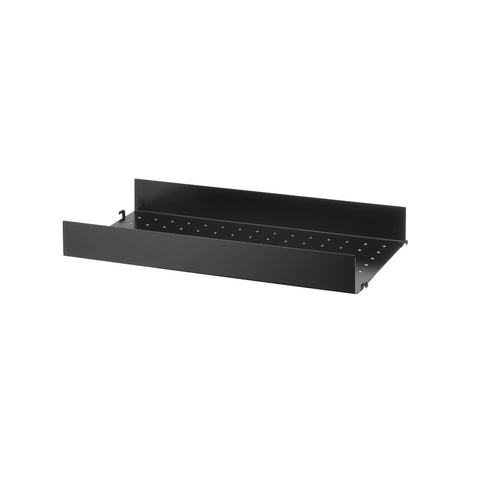 Black metal shelf high, 22.8" wide, for String® System modular shelving