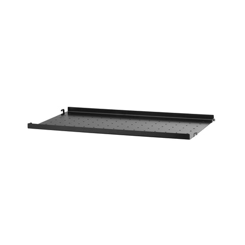 String® System Metal Shelf Low in black powder-coated steel, 22.8" wide modular shelving component