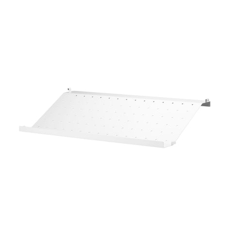 White powder-coated metal shoe shelf, 22.8"W, for the String® System modular shelving