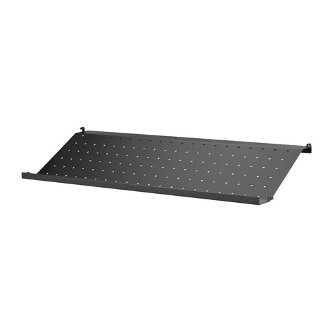 Black powder-coated metal shoe shelf, 30.7"W, for the String® System modular shelving