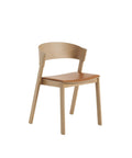 cover side chair with oak frame and refine cognac leather seat by muuto