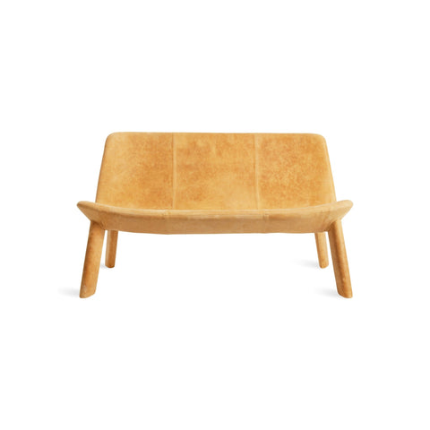 Neat Settee by Blu Dot in Camel Leather, low front view