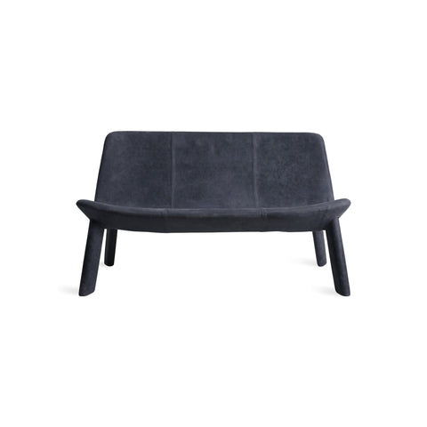 Neat Settee by Blu Dot in Ink Leather, low front view
