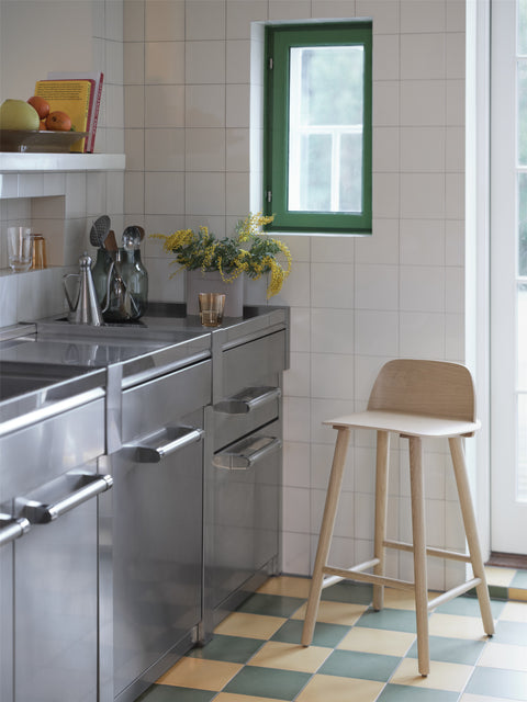 muuto nerd counter stool in a kitchen 