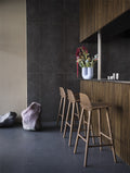 scandinavian bar inspiration with nerd bar stools in dark stained brown