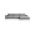 New Standard Sofa with Chaise by Blu Dot in Spitzer Grey with White legs, right-facing