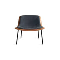 Nonesuch Upholstered Lounge Chair by Blu Dot in Walnut Ink and Leather, low front view
